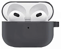 Чехол силиконовый для Airpods 3 case, X-CASE, угольно-серый с карабином