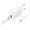 Сетевое зарядное устройство, 1 USB 2.4A (C134A), HOCO, Lighting, белый