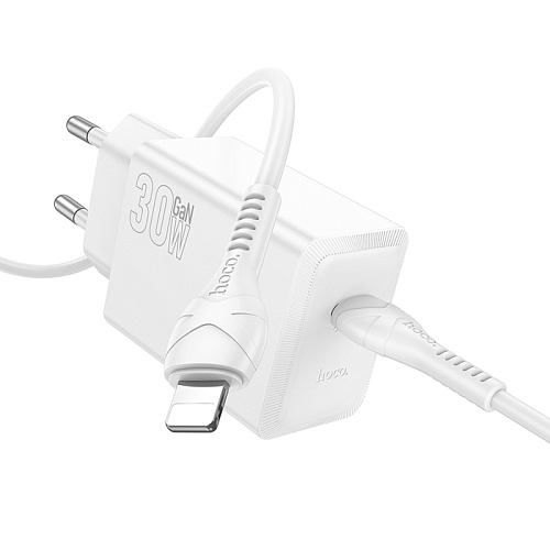 Сетевое зарядное устройство, 1 PD 30W  (N70), HOCO, Type-C to Lightning, белый