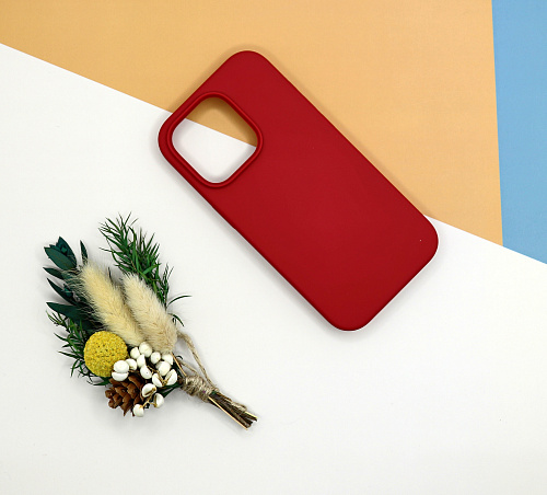 Чехол-накладка для iPhone 14 Pro, Silicon Case, без лого, бордовый