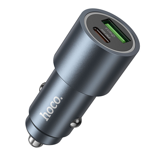 Автомобильное зарядное устройство, 1 USB QC3.0 18W, 1 PD 30W (Z60), HOCO, серый