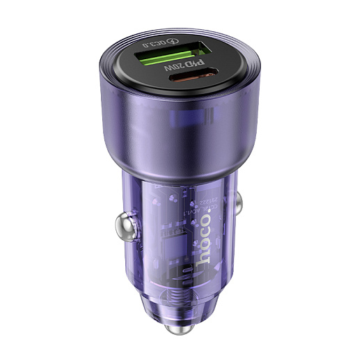 Автомобильное зарядное устройство, 1 USB 18W, 1 PD 20W (Z52), HOCO, фиолетовый