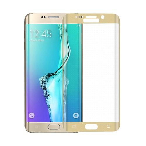 Защитное стекло на Samsung G928F, Galaxy S6 Edge Plus, с загибом, золотое, X-CASE