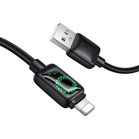 USB дата кабель Lightning, HOCO, U146, 1.2 метра, с дисплеем, цвет черный