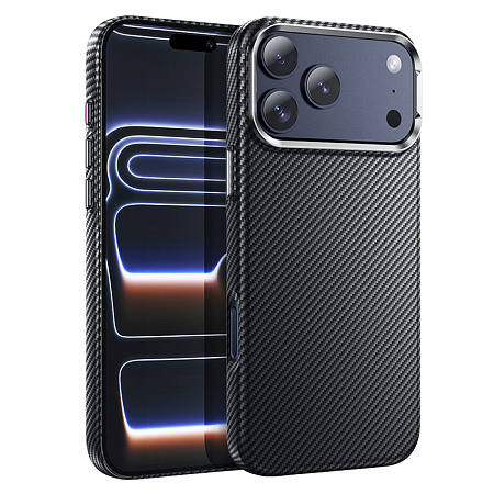 Чехол для iPhone 17 Pro Max, карбон, Магнитный (MagSafe), AS13, HOCO, черный