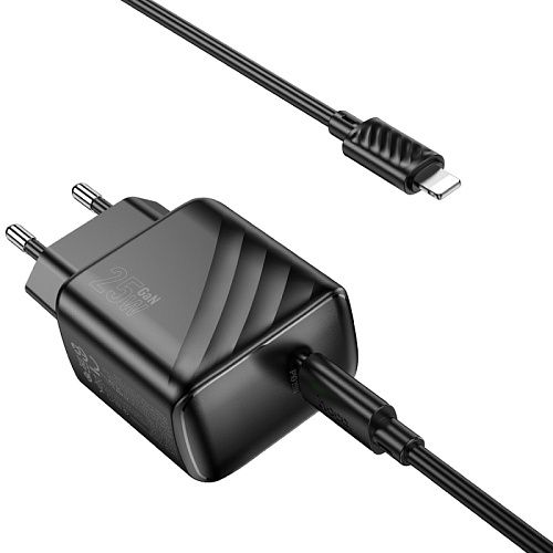 Сетевое зарядное устройство, 1 PD 25W (CS24A), HOCO, Type-C to Lightning, черный