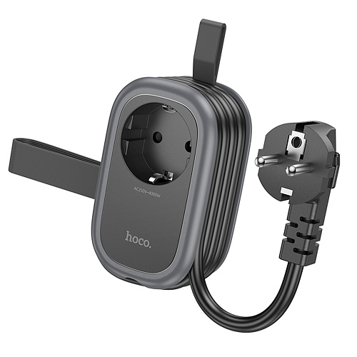 Сетевой фильтр на 1 розетка+2 USB+1 PD, 1.1м, NS7, HOCO, черный