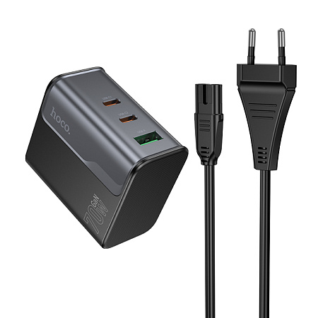 Сетевое зарядное устройство, 2 PD 70W + 1 USB 18W (CS76A), HOCO, черный