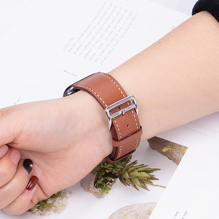 Ремешок на руку для Apple Watch 38/40/41/42 мм, HOCO, WA17, коровья кожа, коричневый