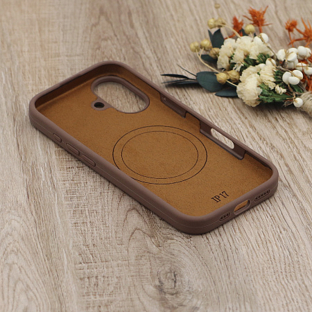 Чехол-накладка для iPhone 17, Silicon Case, магнитный (MagSafe), без лого, X-CASE, коричневый