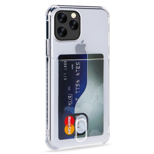 Чехол силиконовый для iPhone 14 Pro (6.1), с карманом для карты, X-CASE, прозрачный