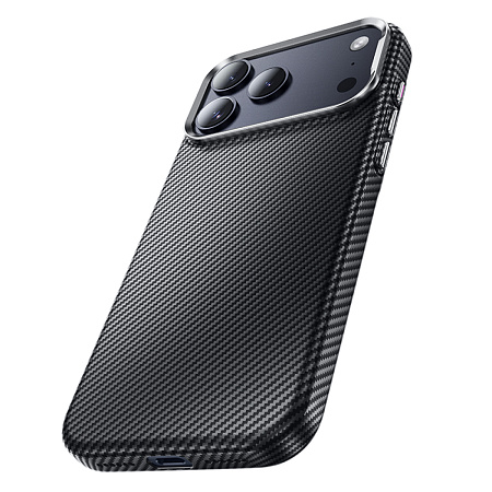 Чехол для iPhone 17 Pro Max, карбон, Магнитный (MagSafe), AS13, HOCO, черный