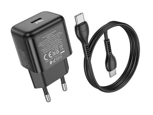 Сетевое зарядное устройство, 1 PD 30W (N32), HOCO, Type-C to Type-C, черный