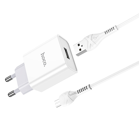 Сетевое зарядное устройство, 1 USB 2.1A (C81A), HOCO, Micro, белый
