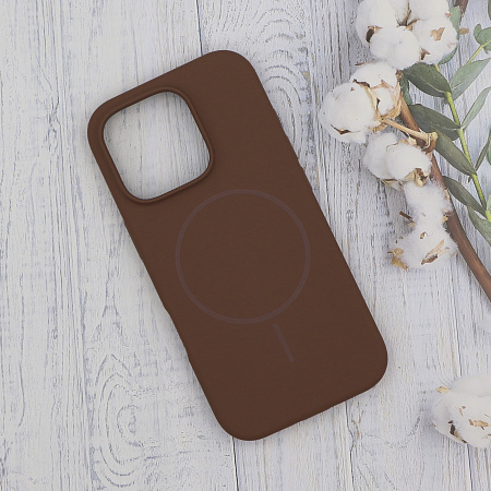 Чехол-накладка для iPhone 16 Pro, Silicon Case, магнитный (MagSafe), без лого, X-CASE, коричневый