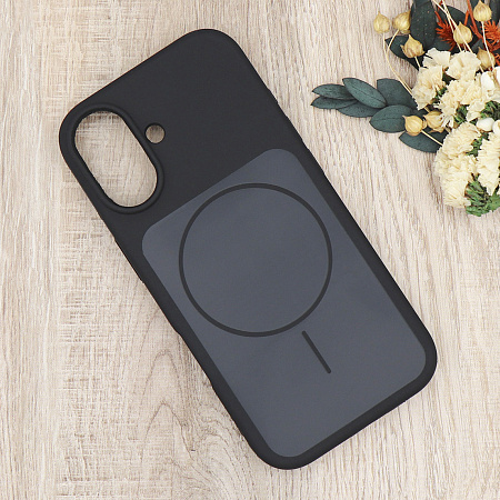 Чехол-накладка для iPhone 17, Silicon Case, магнитный (MagSafe), с дизайном, без лого, X-CASE, черный