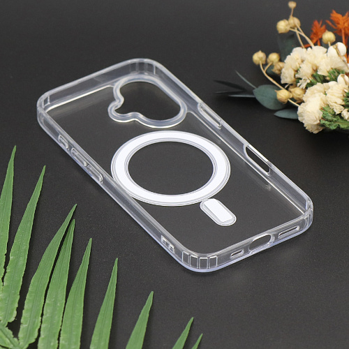 Чехол силиконовый для iPhone 16, Магнитный (MagSafe), X-CASE, прозрачный