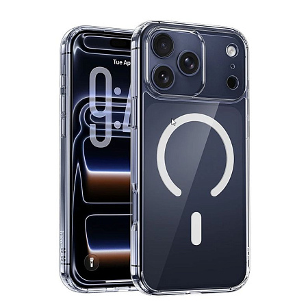 Чехол силиконовый для iPhone 17 Pro Max, Магнитный (MagSafe), HOCO, прозрачный