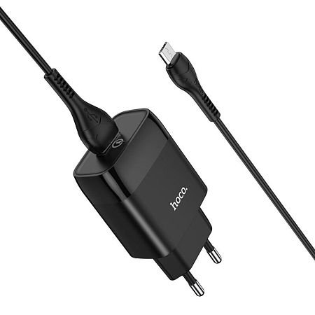 Сетевое зарядное устройство, 1 USB 3.0A (C72Q), HOCO, Micro, черный