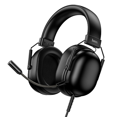 Проводные наушники W113, HOCO, подключение USB-A, игровый с микрофоном, черный