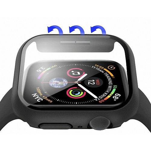 Защитное стекло с чехлом для Apple Watch 42mm, ударопрочный, цвет черный