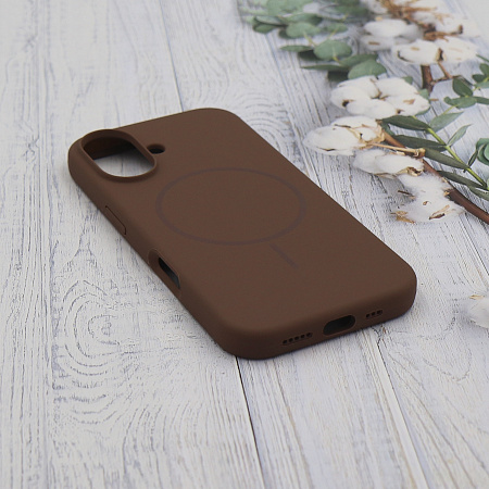 Чехол-накладка для iPhone 16, Silicon Case, магнитный (MagSafe), без лого, X-CASE, коричневый