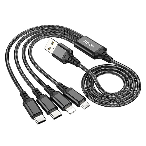 USB дата кабель Lightning+Micro+Type-C+Type-C, X76, HOCO, черный