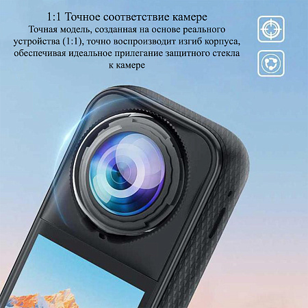 Защитное стекло для объективов экшн камеры Insta360 X5 (2 штуки), на штатные крепления, PULUZ, аналог