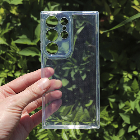 Чехол силиконовый для Samsung Galaxy S24 Ultra, с защитой камеры, X-CASE, прозрачный