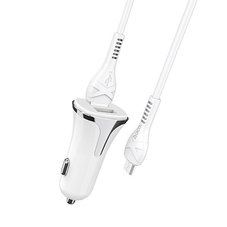 Автомобильное зарядное устройство, 2 USB, usb cable micro, HOCO
