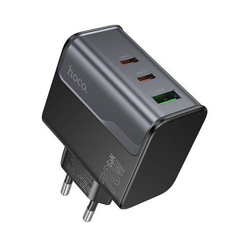 Сетевое зарядное устройство, 2 PD 70W + 1 USB 3.0 QC (CS75A), HOCO, черный