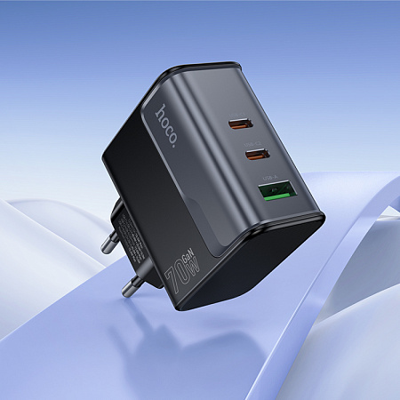 Сетевое зарядное устройство, 2 PD 70W + 1 USB 3.0 QC (CS75A), HOCO, черный