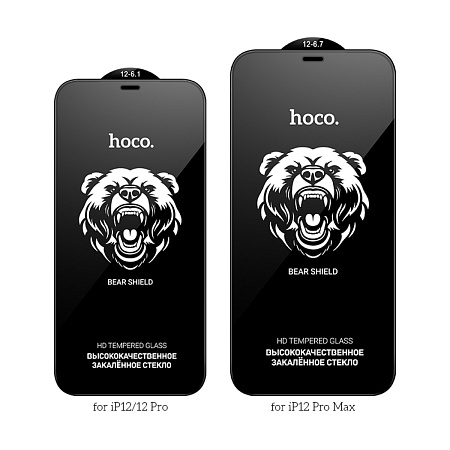 Защитное стекло на iPhone 12 Pro Max (6.7) A777, HOCO, HD, черное