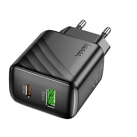 Сетевое зарядное устройство, 1 PD 20W + 1 USB 3.0 QC (CS25A), HOCO, черный