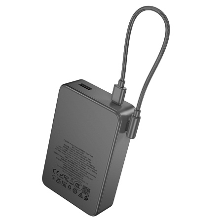Универсальный Доп. Аккумулятор 20000mAh, J170A, HOCO, выход: 1 USB (22.5W), 1 PD (20W), с кабелем, черный