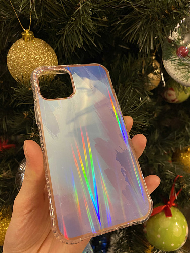 Чехол силиконовый для iPhone 12 (6.1)/12 PRO (6.1), переливающийся, X-CASE, голубой с фиолетовым