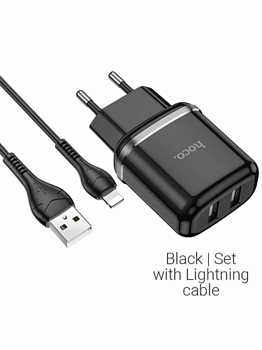   , 2 USB 2.4A 12W (N4), HOCO, Lightning,  , 