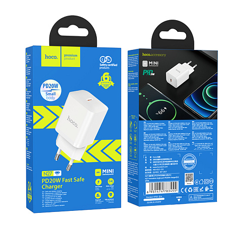 Сетевое зарядное устройство, 1 PD 20W (N27), HOCO, белый