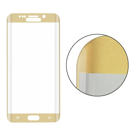 Защитное стекло на Samsung G928F, Galaxy S6 Edge Plus, с загибом, золотое, X-CASE