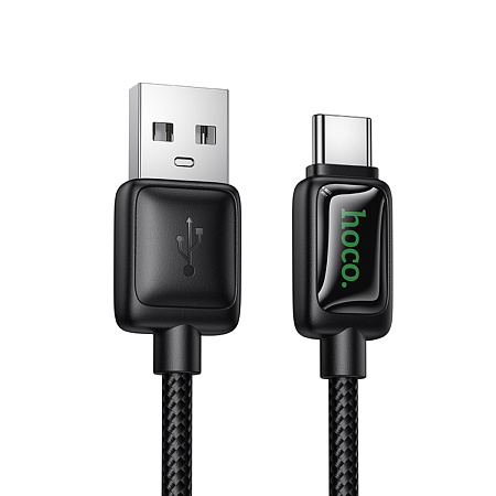 USB Кабель Type-C, HOCO, U146, 1.2 метра, с дисплеем, цвет черный, ток до 3А