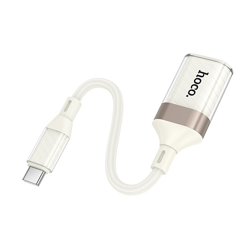 Переходник OTG Type-C, Type-C (папа) на USB 3.0 (мама), UA39A, HOCO, белый
