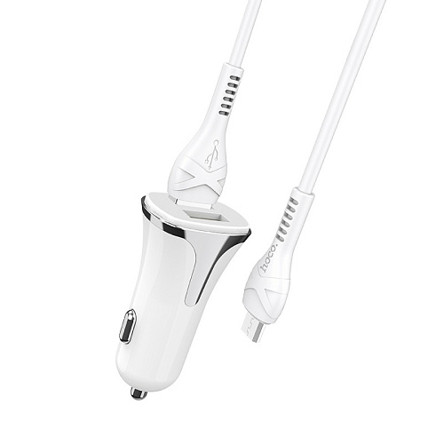 Автомобильное зарядное устройство, 2 USB, usb cable micro, HOCO