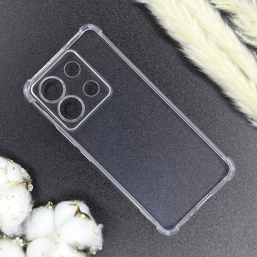 Чехол силиконовый для Xiaomi Redmi Note 13 Pro (5G)/Poco X6 (5G), усиленные края, c защитой камеры, X-CASE, прозрачный