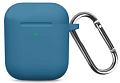 Чехол силиконовый для Airpods 1/Airpods 2 case, X-CASE, синий с карабином