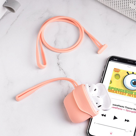 Чехол силиконовый для Airpods 1/Airpods 2, WB12, HOCO, розовый