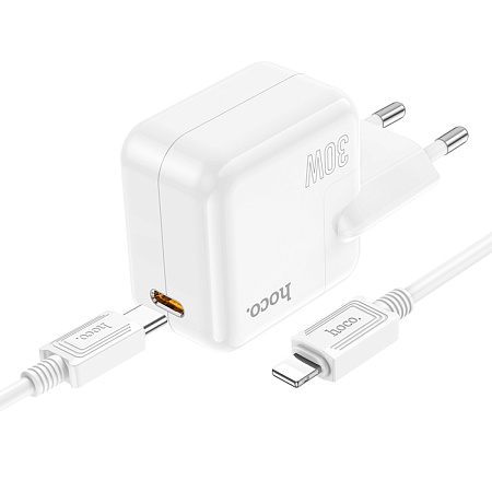 Сетевое зарядное устройство, 1 PD 35W (C112A), HOCO, Type-C to Lightning, белый