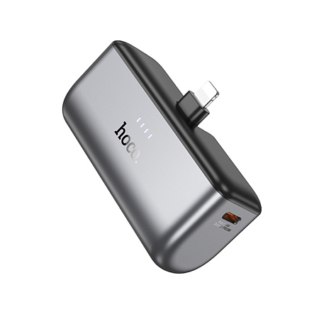 Универсальный Доп. Аккумулятор 5000mAh, Q31, HOCO, Lightning (папа) - выход, Type-C (мама) вход/выход, серый