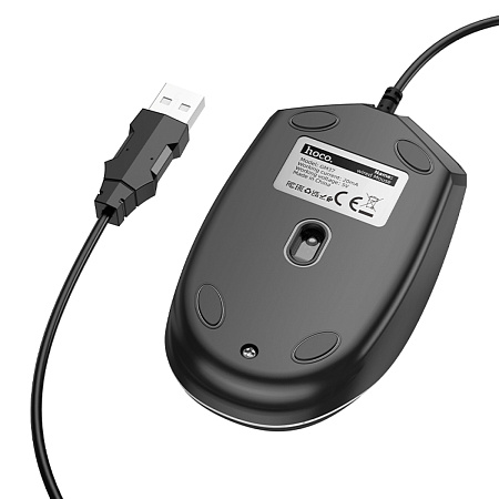 Проводная мышь игровая с подсветкой, GM37, HOCO, DPI 2400, черный с синим