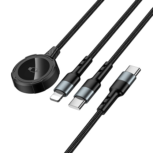 Беспроводное зарядное устройство, CW64 iWatch, Type-C, HOCO, с кабелем Type-C и Lightning, черный