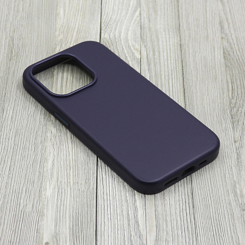 Чехол-накладка для iPhone 15 Pro, экокожа, магнитный (MagSafe), без лого, X-CASE, темно-синий